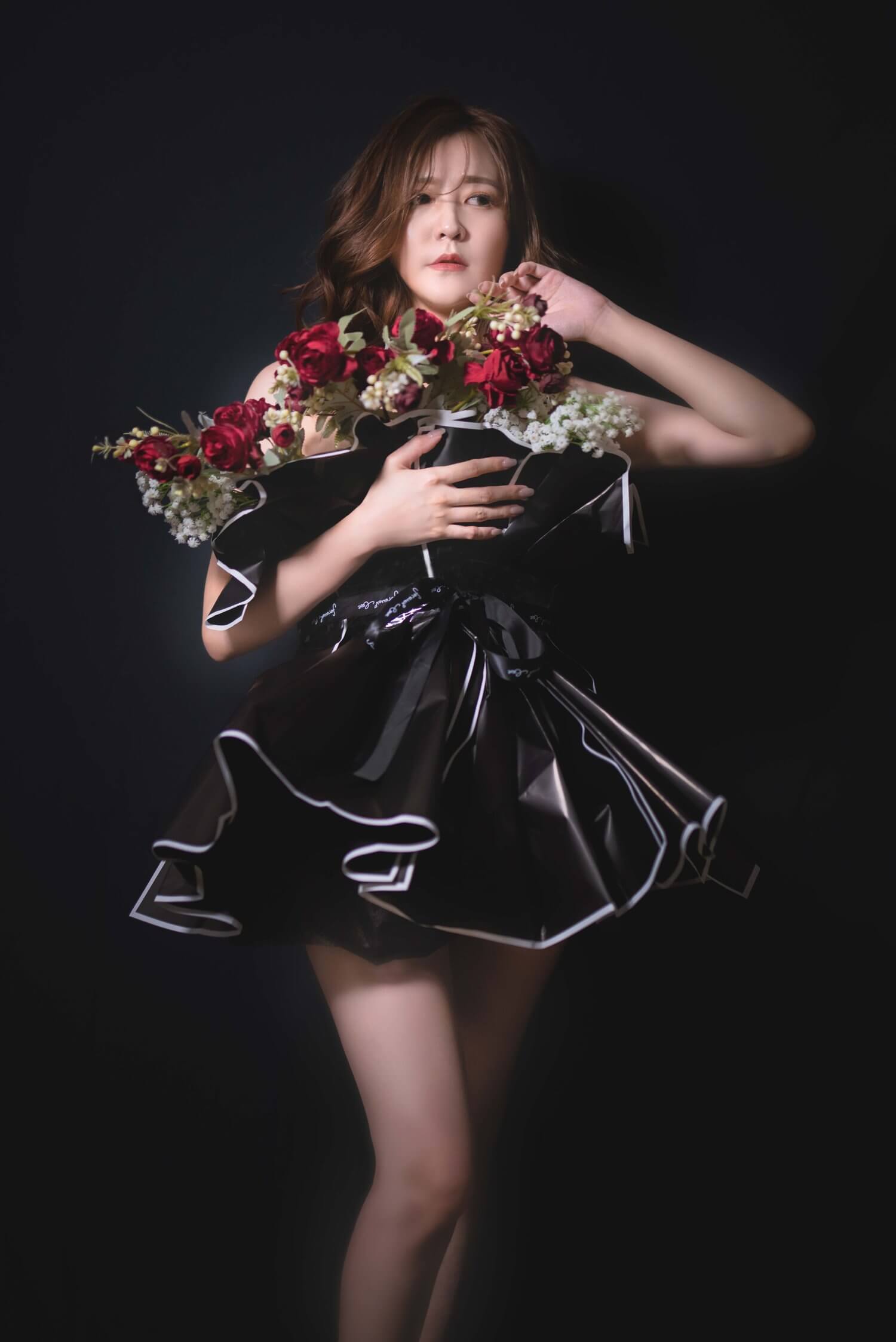 花束寫真(黑色與粉色系)的第4張圖片